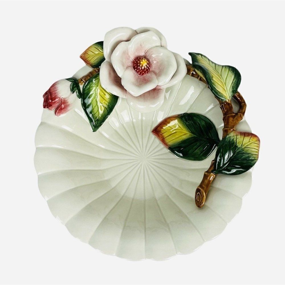 RARE Vintage Fitz and Floyd Grandiflora Medium Bowl 6" in Original Box Rose Bud
